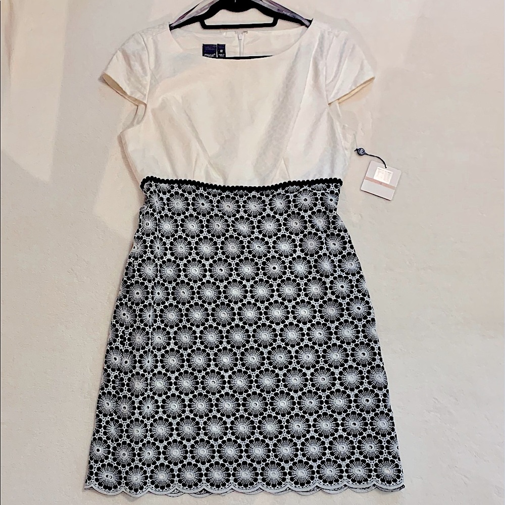 NWT Muse Black & White Cap Sleeve Dress